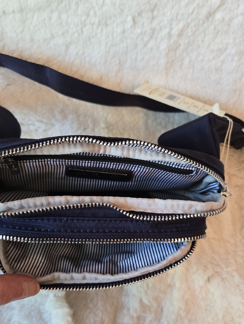Ladies Navy Canvas Waist Bag with Adjustable Strap - Picture 3 of 11
